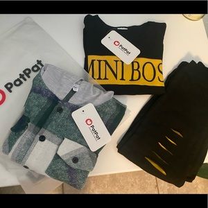 2-piece Toddler Pants Set and Girl/Boy Cotton Button Design Plaid Hooded shirt